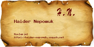 Haider Nepomuk névjegykártya